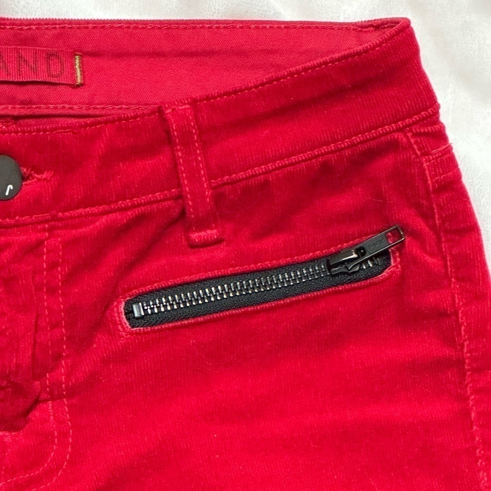 JBrand ZOEY Bright Red Velvety Corduroy Jeans “Great Red” Wash Zippered Pockets - Picture 11 of 14
